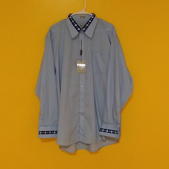 FRATELLO HOUNDSTOOTH PATTERN SHIRT WITH COLLAR BAR DN101M BLUE main image 1